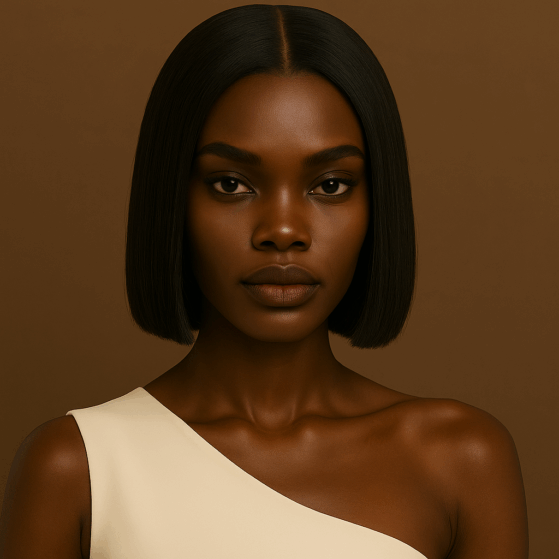 Découvrez comment Khadija, femme noire à la carnation ébène froid profond (#1B140D), a trouvé la perruque idéale grâce au processus V.I.S.A.G.E.™ de NAYA ÉLÉGANCE. Une coupe carrée structurée, sobre et élégante, parfaitement alignée avec son style Classique et son autorité tranquille. - 1024 pixels-1024 pixels - 1024 pixels-1024 pixels